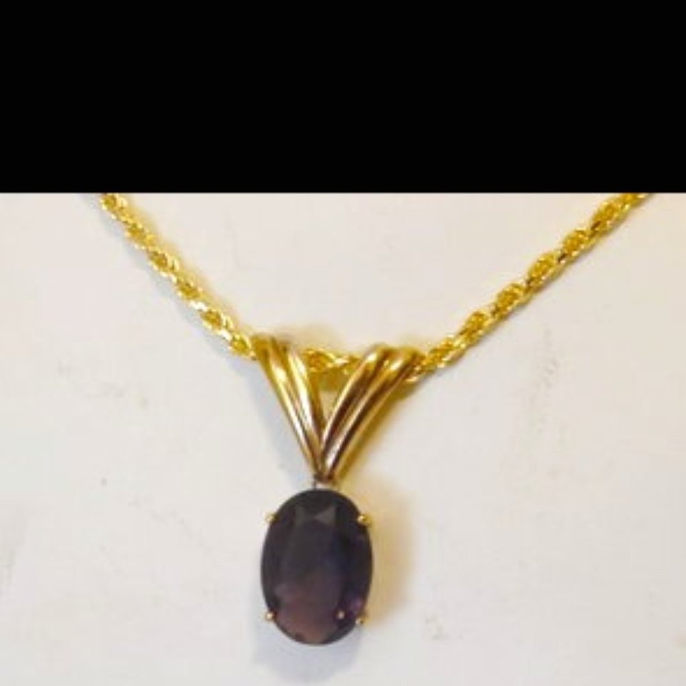 Technibond Amethyst Gemstone Slide w/Chain 17-1/2"